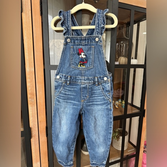 GAP Kids disney minnie mouse overalls embroidered toddler girl denim ruffles - Picture 9 of 10